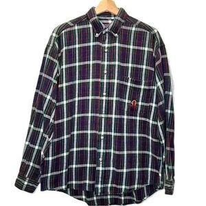 Mountain Trails Mens Plaid Button Up Top Size Large